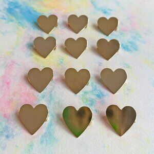 Lot of 12 Vintage Deadstock Gold Heart Pins